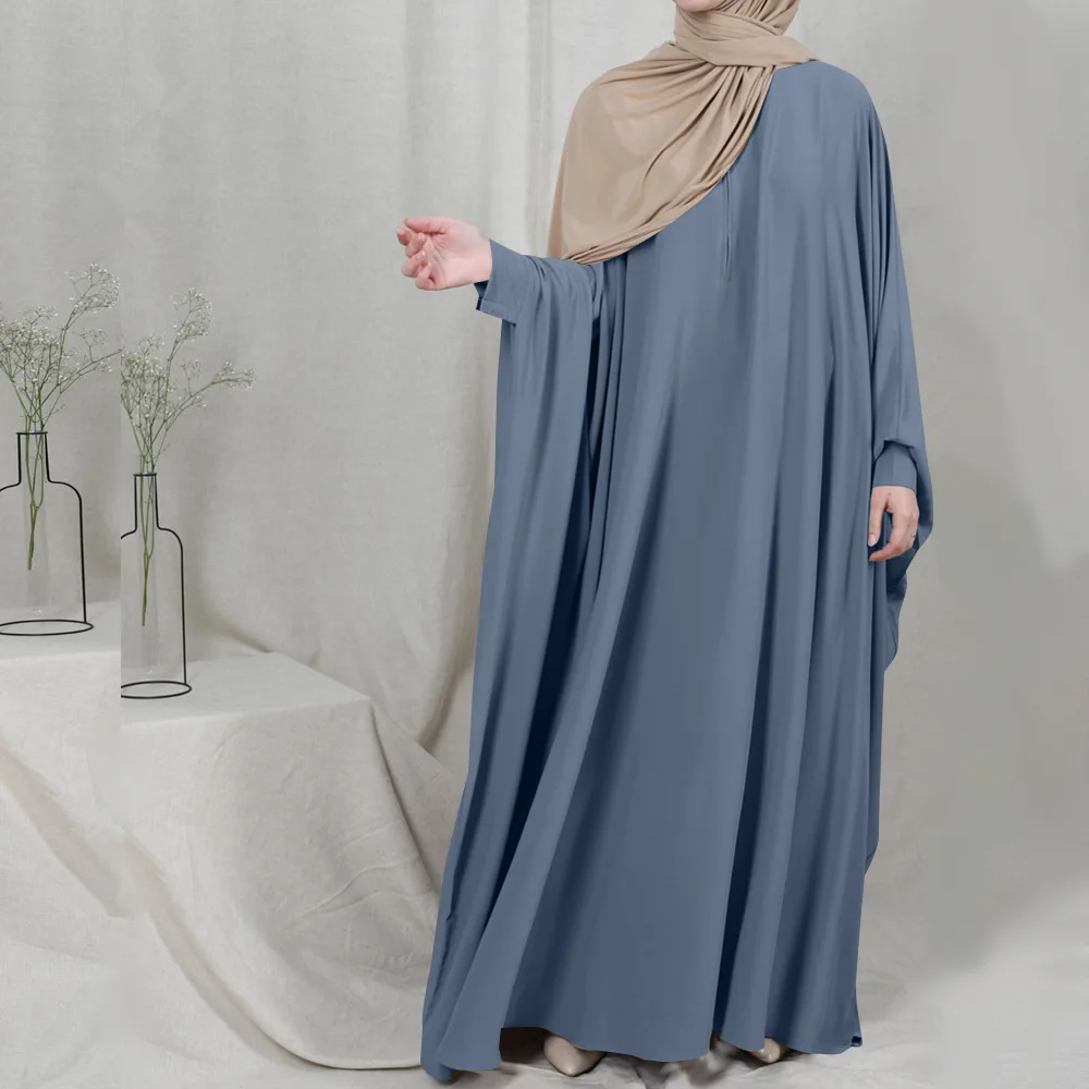Hot Ramadan Muslim Dubai Abaya One Piece Batwing Nida Prayer Hijab Dress Jilbab Kaftan Islamic Modest Robe African Dresses