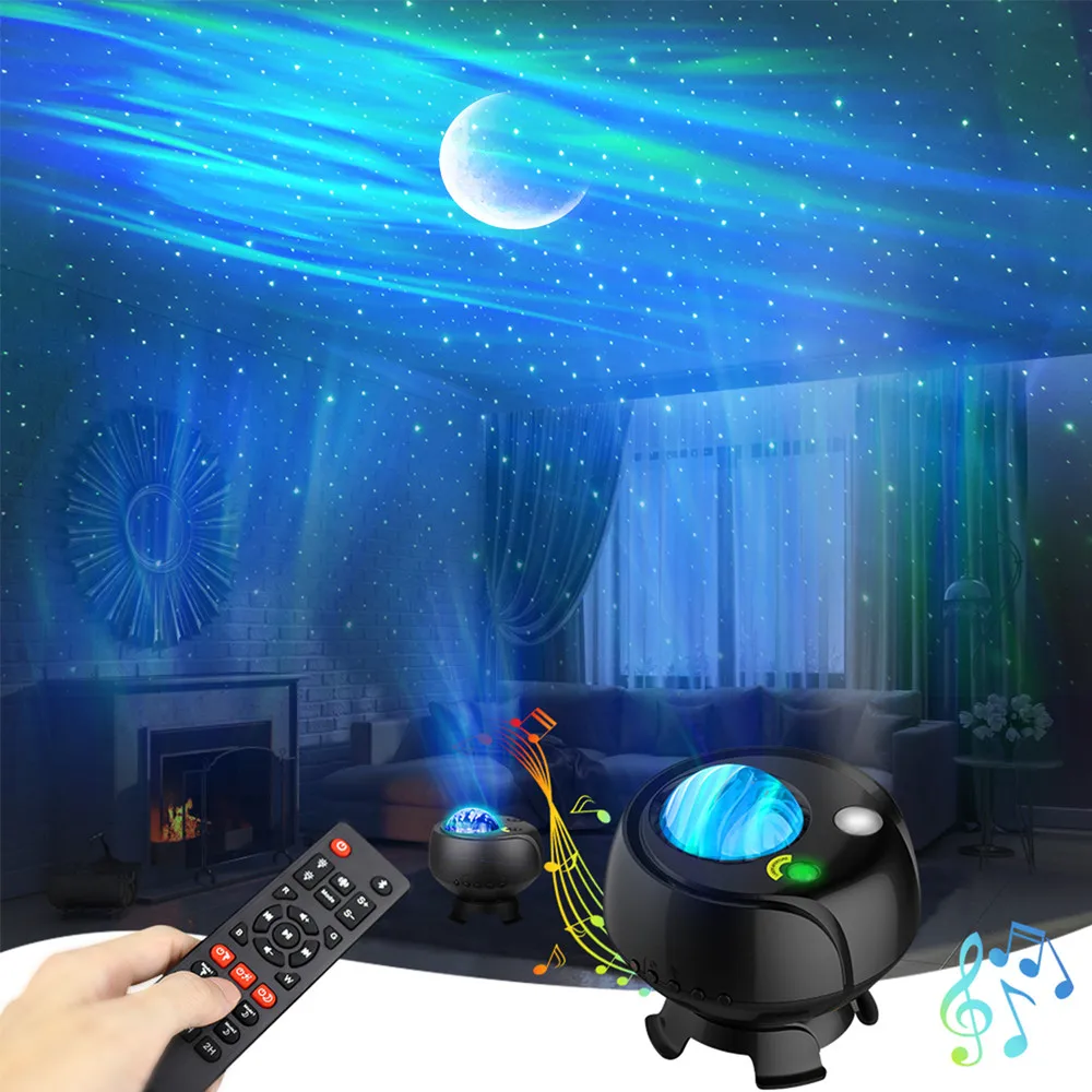 Home Theater Party Remote Starry Sky Aurora Galaxy Projector with BT Speaker for Home Decor