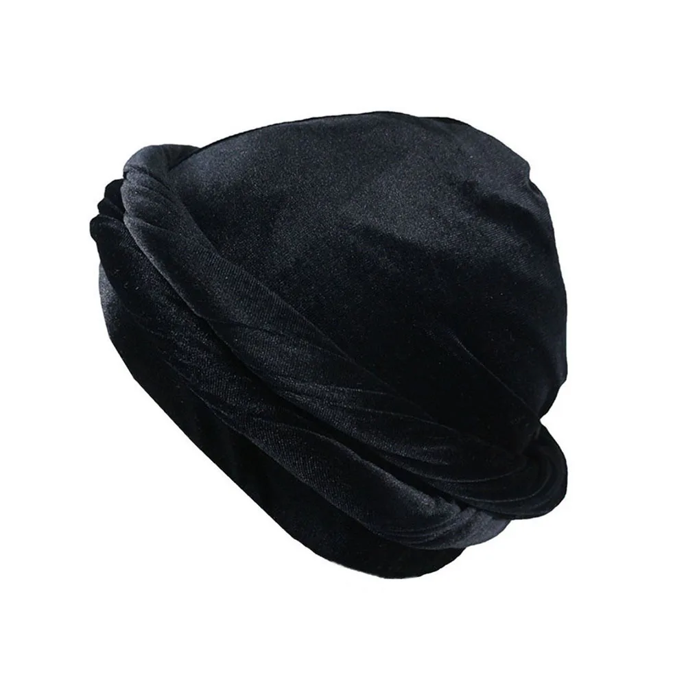 YOMO Satin Silk Lined Velvet Dreadlocks Halo Turban Head Wrap Skull Cap for Men and Women Sleeping Bonnet Chemo Hat