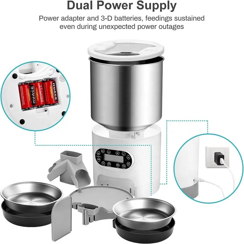 4.5L Automatic Wifi Cat Feeder Pet Feeder Food Dispenser Double Bowls App Control Cat Food Feeders