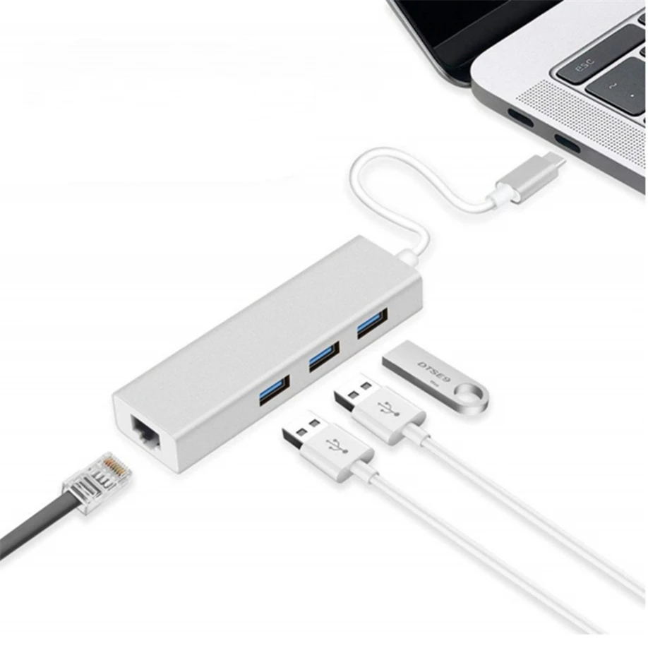 cheap new design usb por hub USB cable converter 3.0HUB wired Gigabit network card usbc to rj45 network port usb hubs