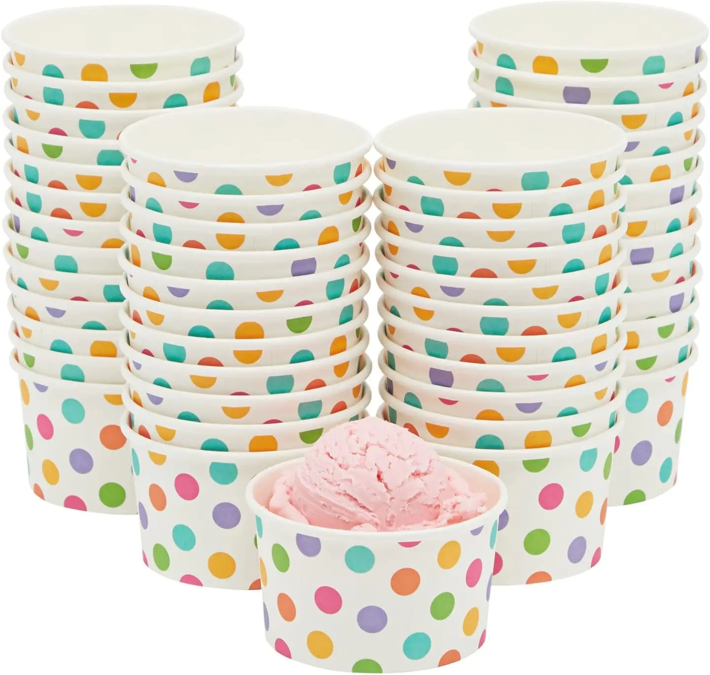 3Oz 100Ml Print Ice Cream Paper Cup With Lid And Spoons For Hot Or Cold Packaging Soup Salad