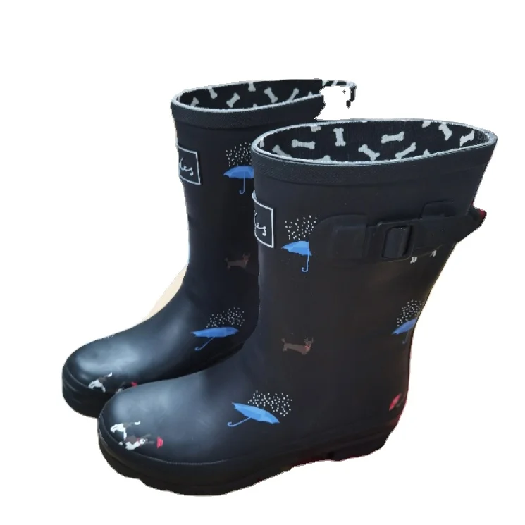 OEM & ODM high quality rain boots ankle short fashion print waterproof rubber garden boots for ladies