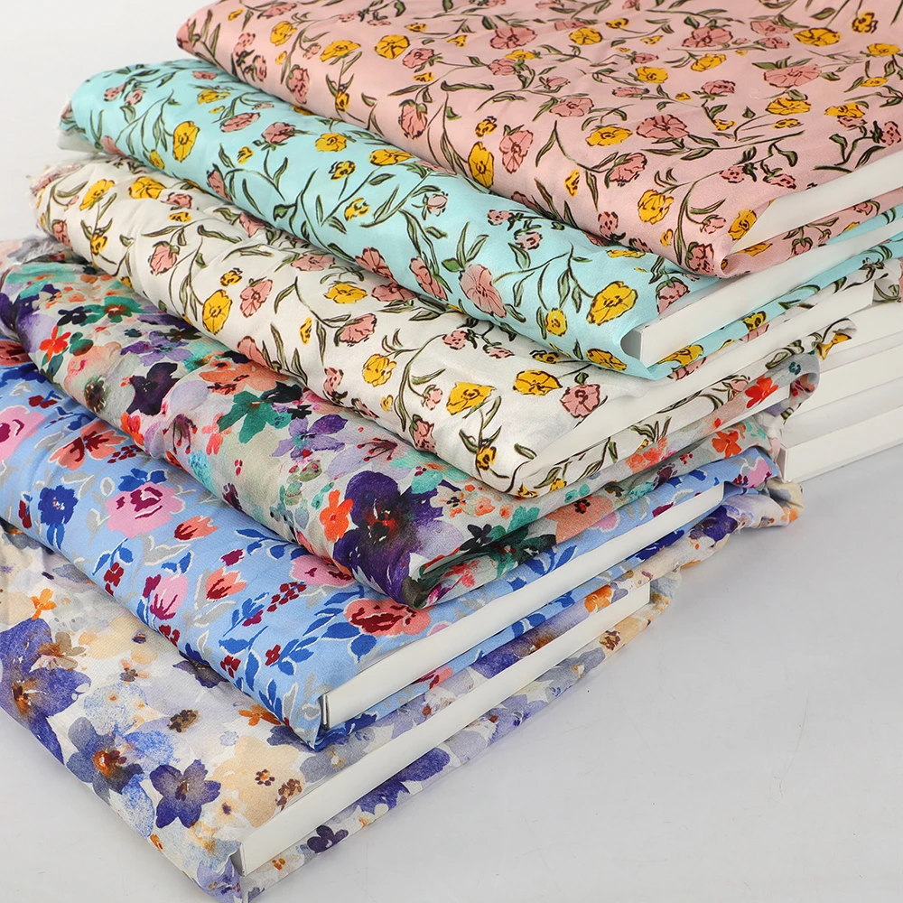 Luxury 100% digital custom printed liberty london patterns viscose rayon cdc crepe fabric for women dresses