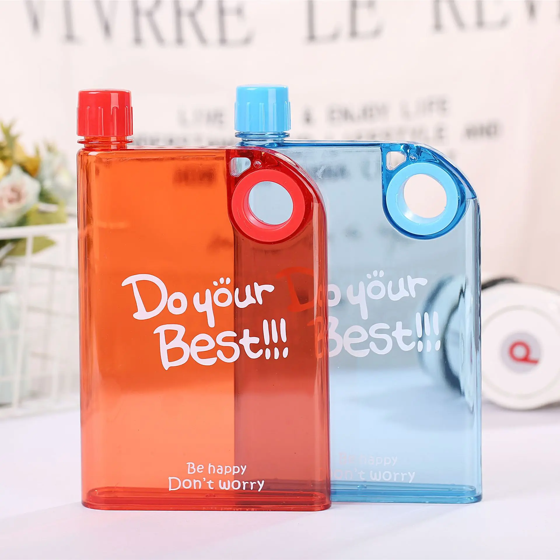 plastic 420ml waterbottle transparent flat