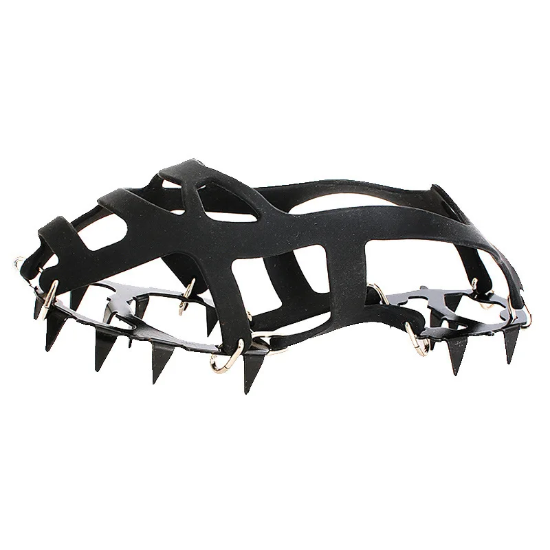 Outdoor 18 Tooth Anti Slip Silicone Ice Claw Ice Climbing Shoe Cover Hiking Shoe Studs Manganese Steel Foot Chain