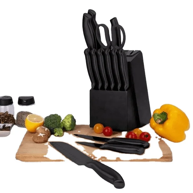 15 Pieces Kitchen Knives Stainless Steel Hollow Handle Self Sharpening Chef Kitchen Knife Set