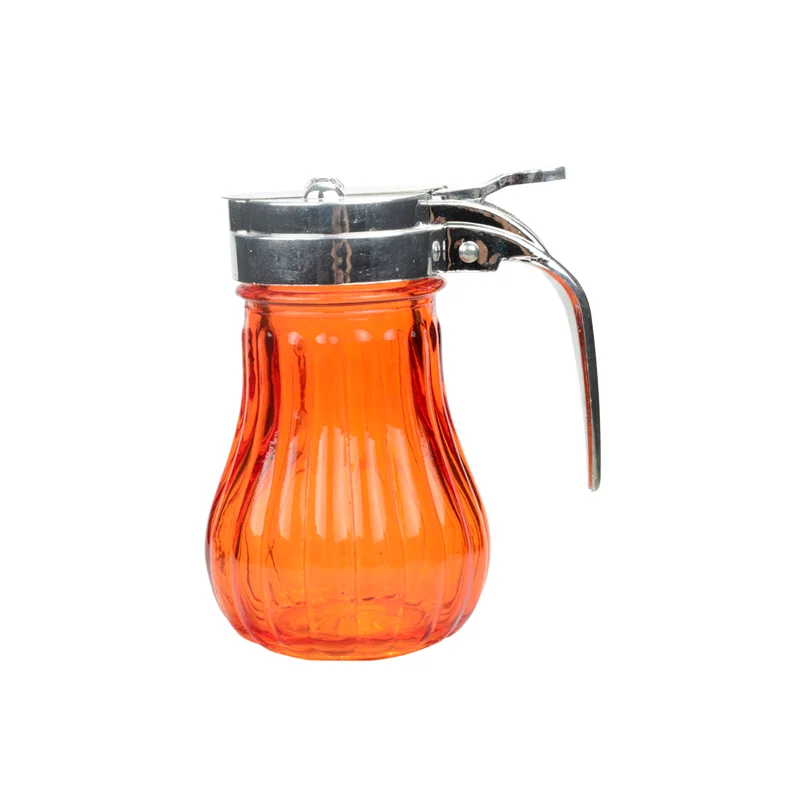 Wholesale 8oz glass jar with handle lid honey dispenser