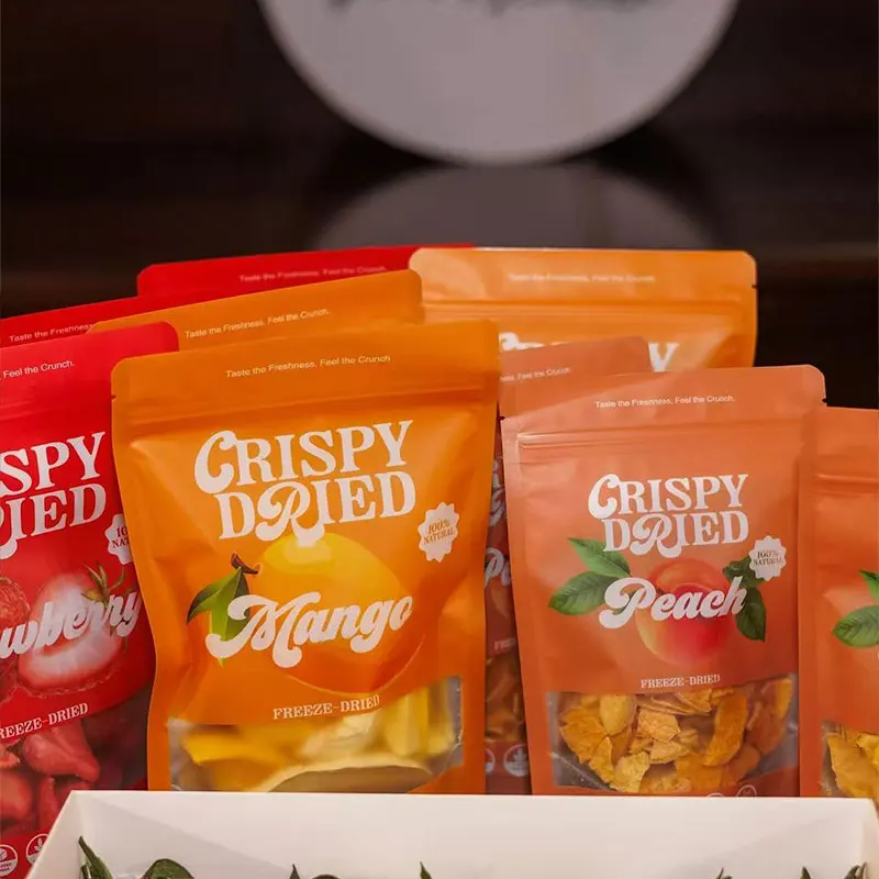 Recyclable Stand Up Pouch Doypack Matte Window Custom Print Zip Food Package Packaging Bag With Logo For Freeze Dry Fruit