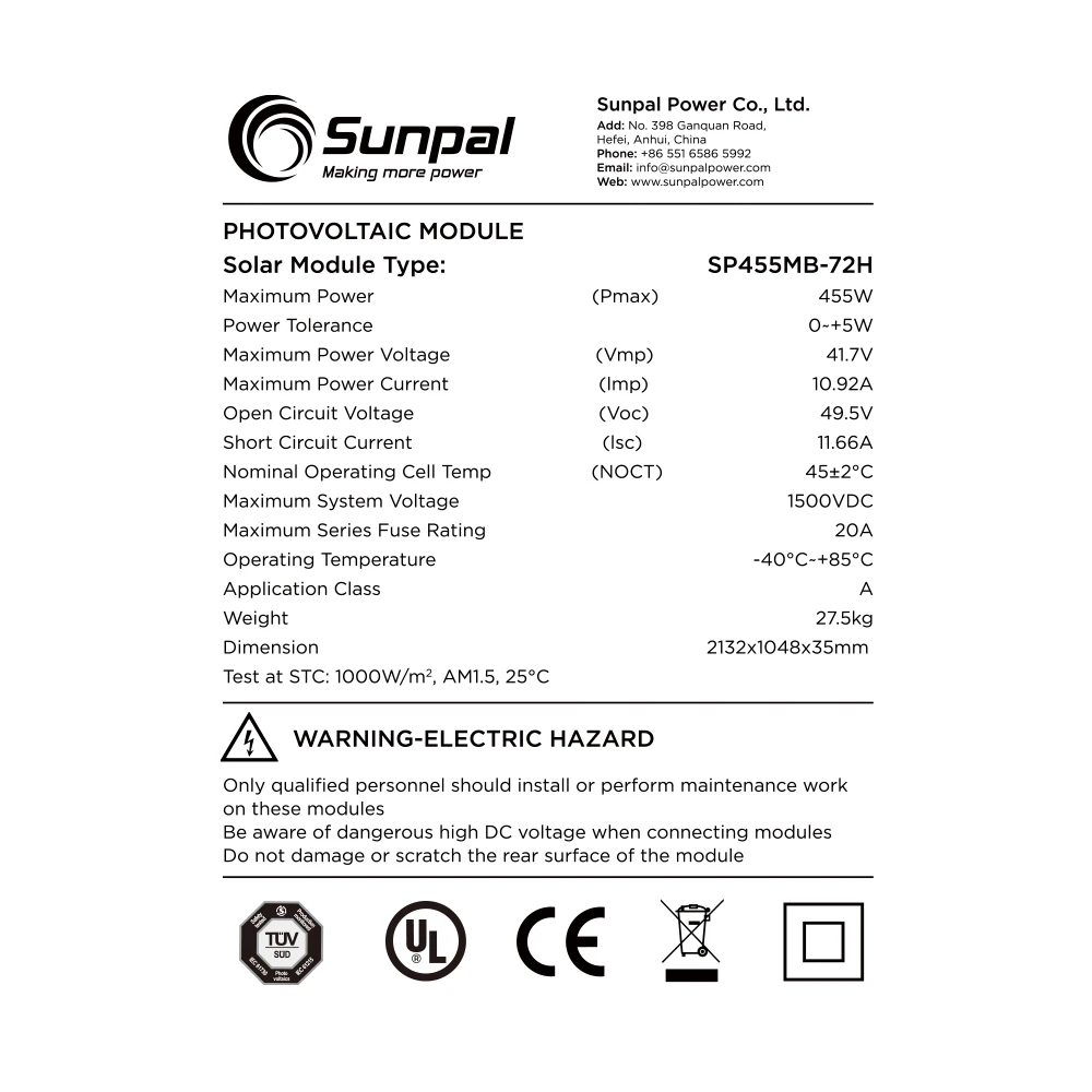 China Solar Panel Price 350 400 450 Watt Household Rechargeable Panneau Solaire Power
