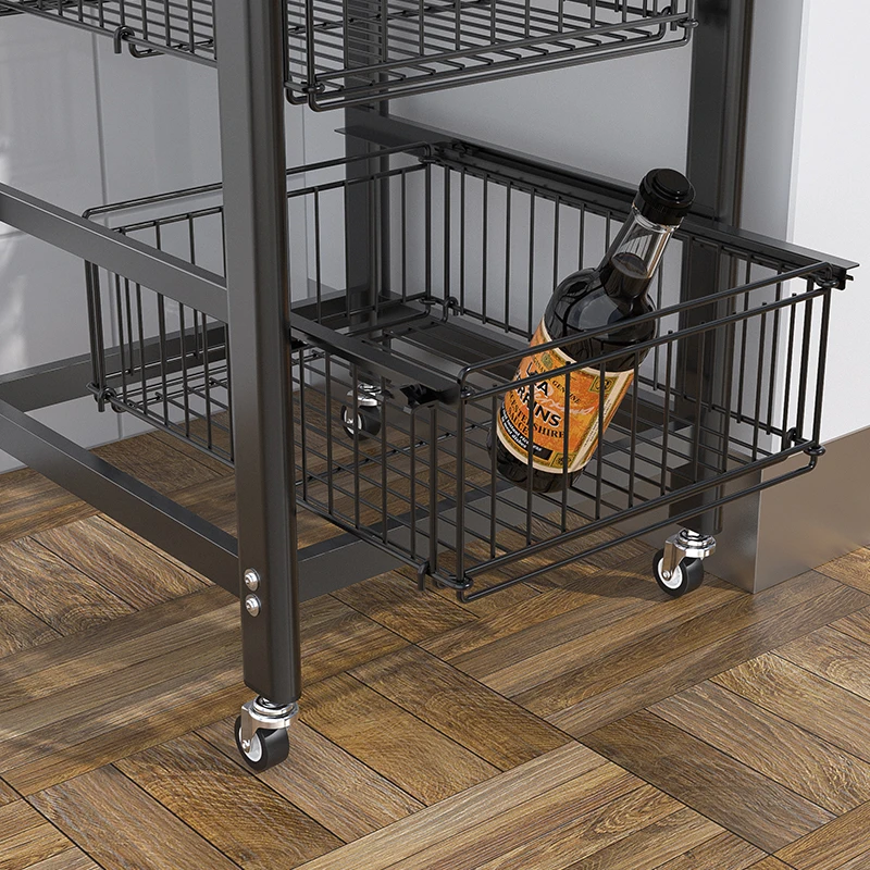 multilayer kitchen metal corner storage holder & racks with drawer & wheels multifunction