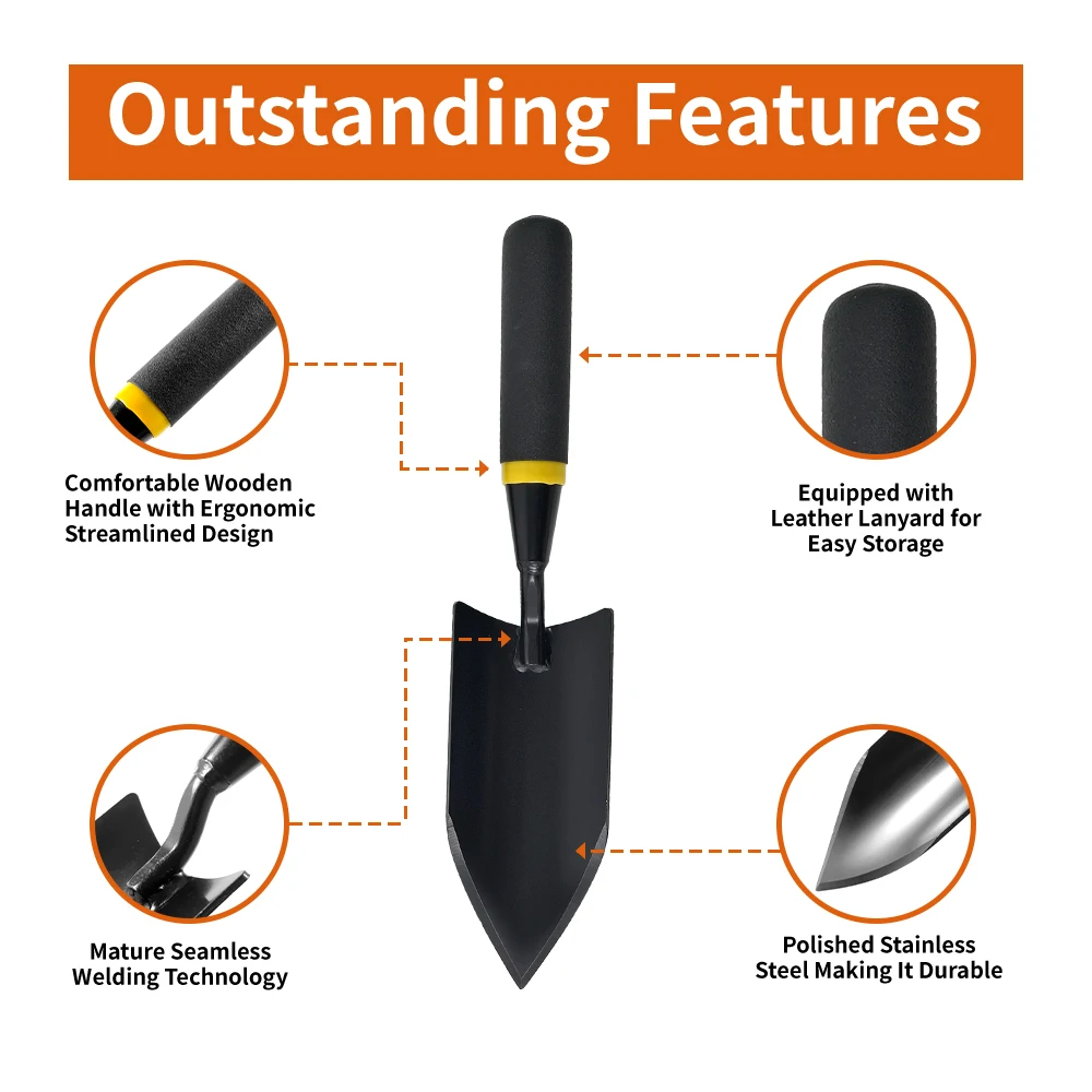 Heavy Duty Trowel shovel Carbon Steel blade Trowel Garden Tool Gardening Hand Trowel for Diligent Farmer Soil Planting