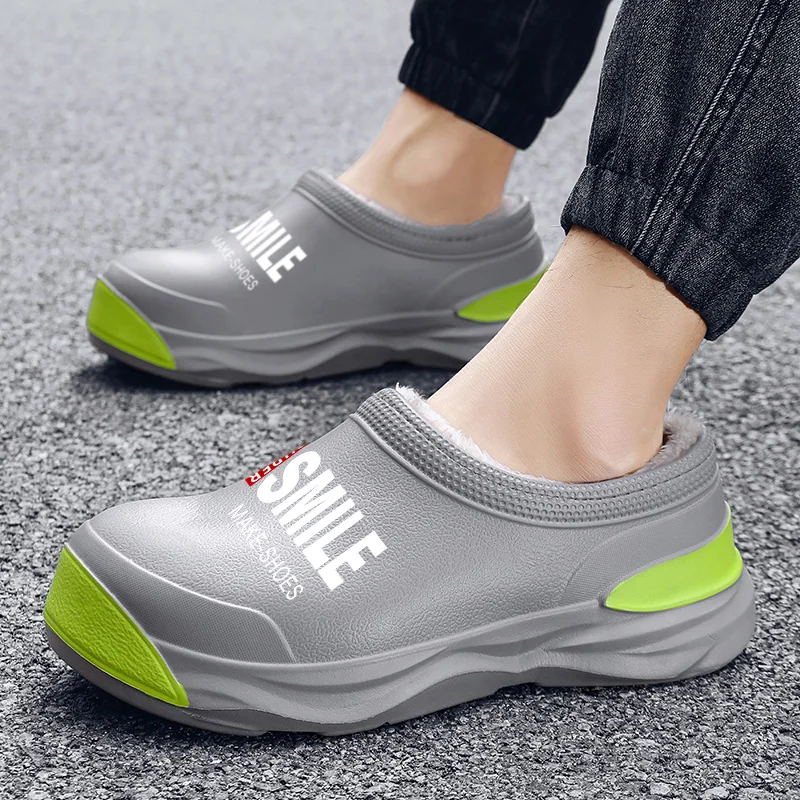 Flat Breathable Chef Shoes Breathable Home Bright Colors Anti-slippery Warm Fur Cotton Slippers