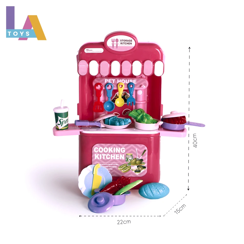 Longthuy Made in Vietnam 3 in 1 Play house travel suitcase toy Educational kitchenware medical ware dessert jewelry toy set