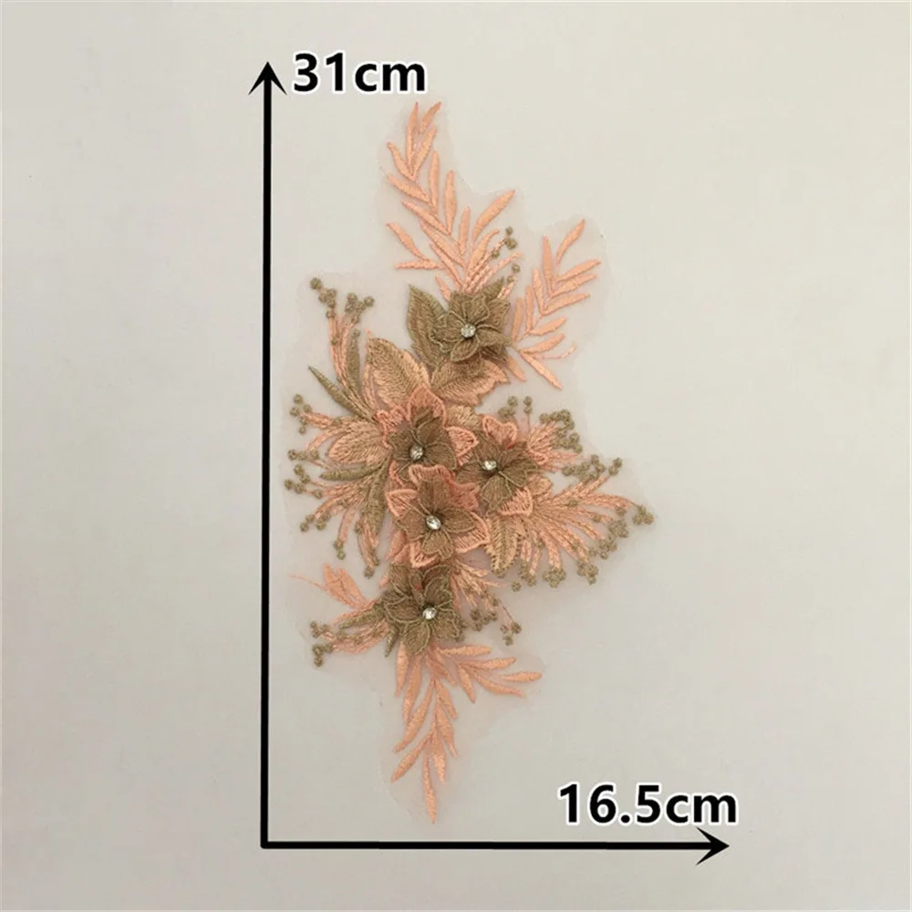 High Quality Rhinestone 3D Flower Embroidery DIY Mesh Lace Collar Sewing Decorative Clothing Accessories
