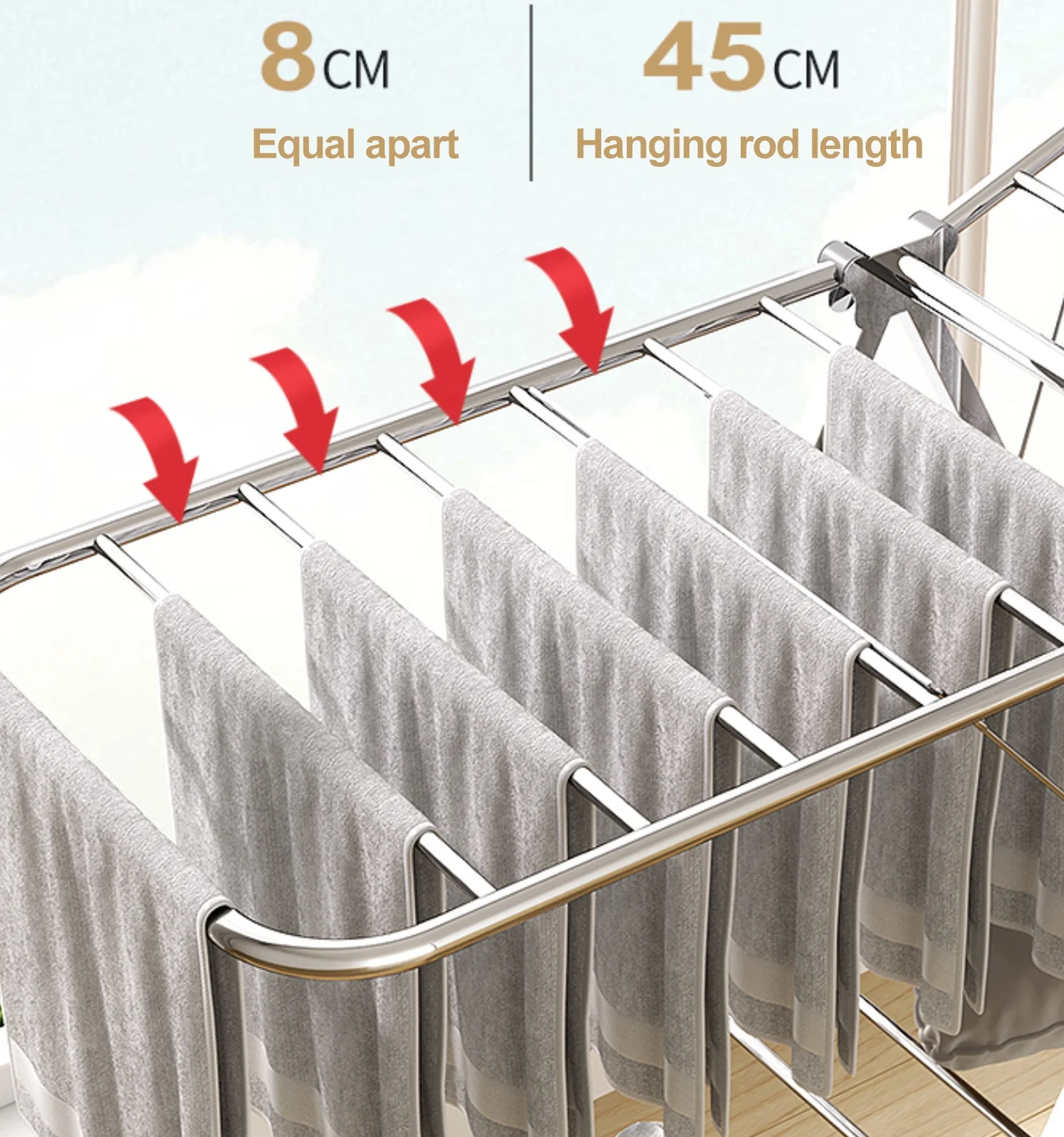 Stainless Steel Clothes Drying Racks Cloth Dryer Hanger Stand Folding Laundry Rack