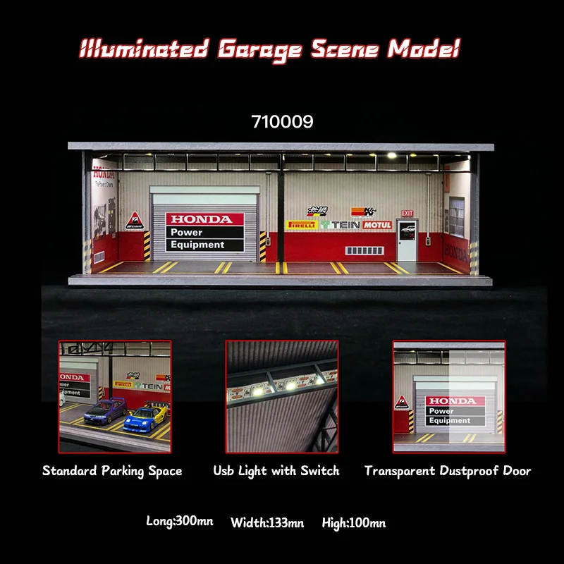 Miniature 1/64 Scale Diecast Parking Lot Toys Garage Wood Parking Lot Cabinet with 6 Parking Spaces