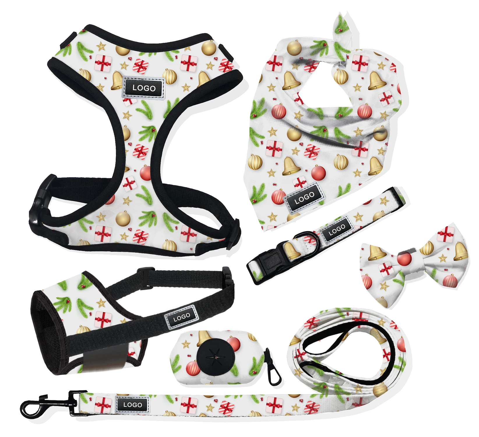 HUASONG No Pull Dog Harness Privete Label Dog Collar Leash Chest for Christmas Easter Day