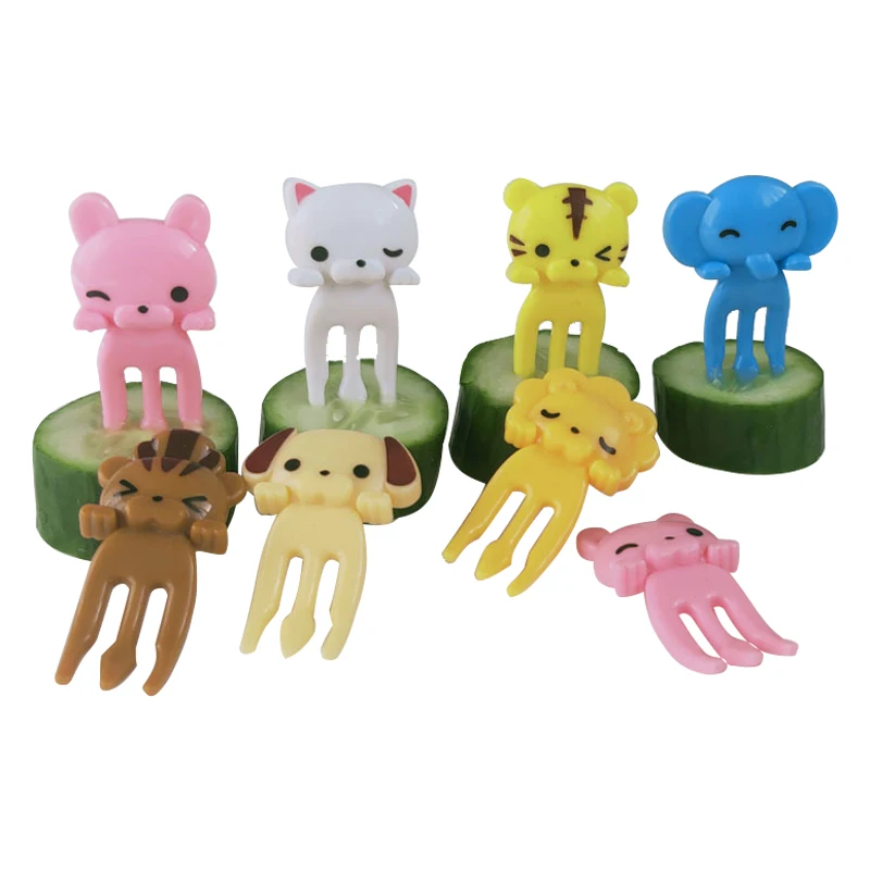 Japanese Bento Food Picks Plastic Fruit Forks Unicorn Tiger Lion 8 Pieces Animal Food Picks For Kids
