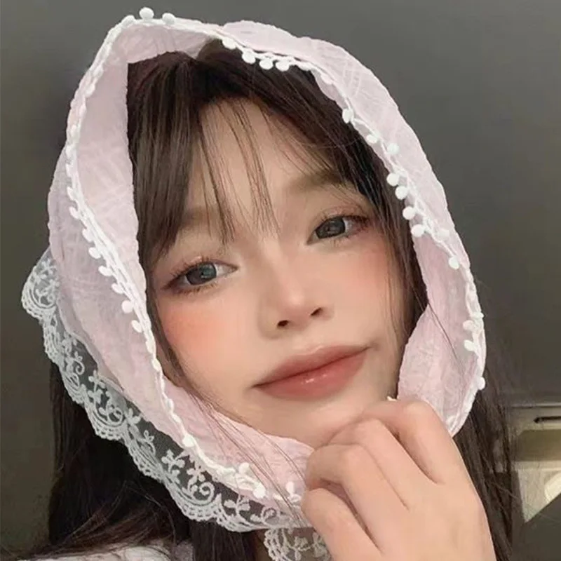 Lace Hair Bandanas Scarf for Women Fashion Headscarf Headband French Triangle Head Scarf Hair Accessories for Women Girls