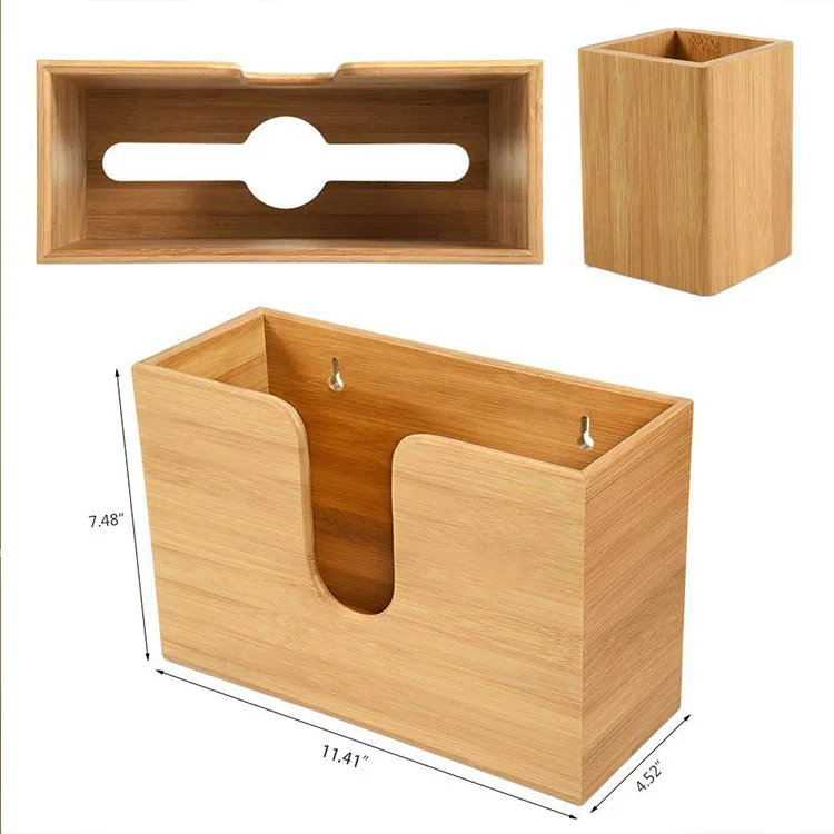 Wall mount Toilet Paper Box Bamboo Tissue Dispenser  Napkin Holder for Sale