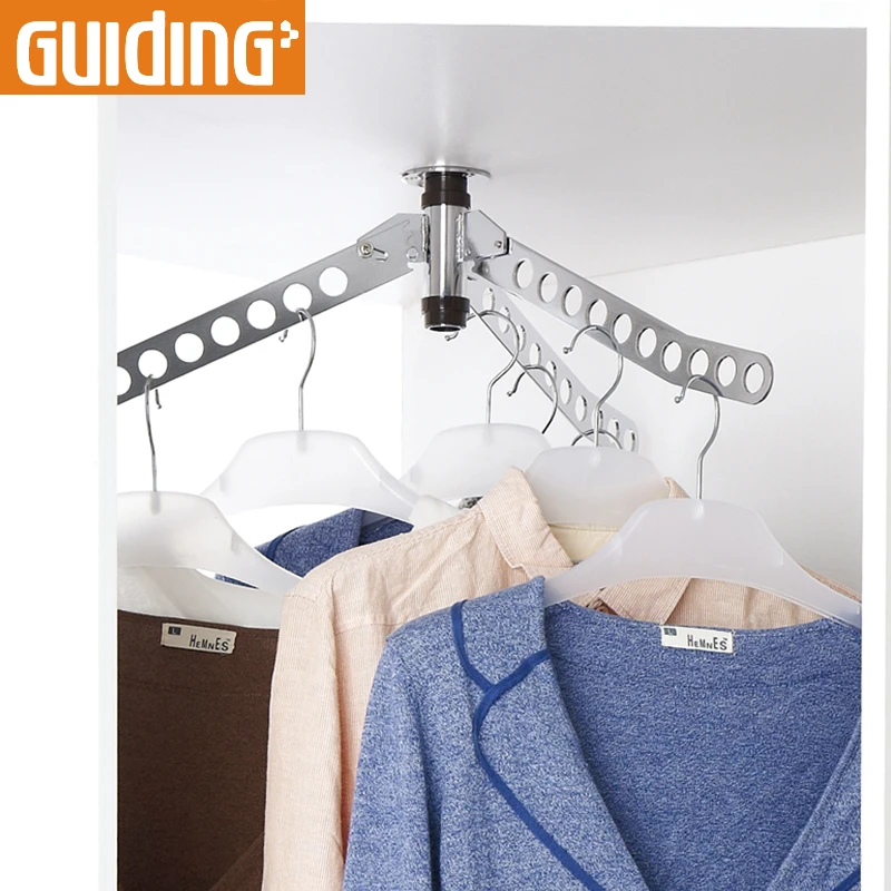 Hidden Space Saving Compact Hanging Clothes Drying Rack Sliding Slide Out Non Slip Clothes Hanger Rail
