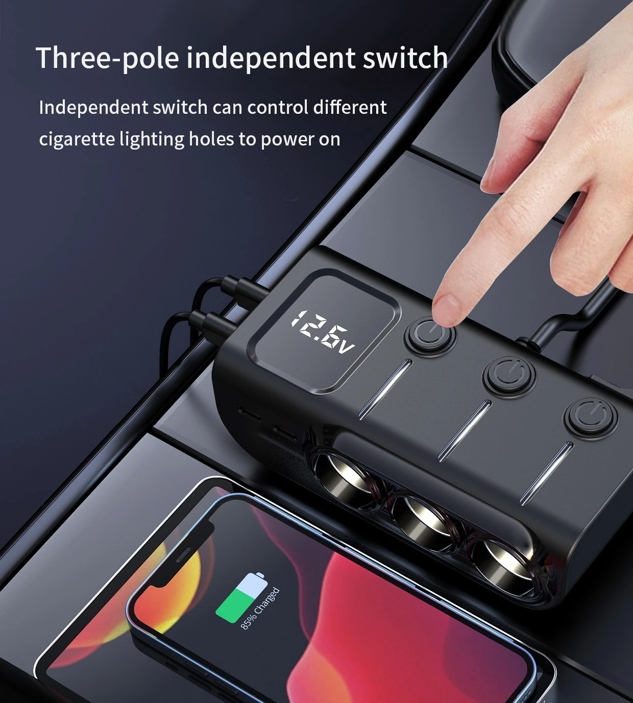 Fast 3 USB Car Charger Adapter QC PD 3A Car Cigarette Lighter Adapter 12V 120W 3 Socket Car Cigarette Lighter Splitter Charger