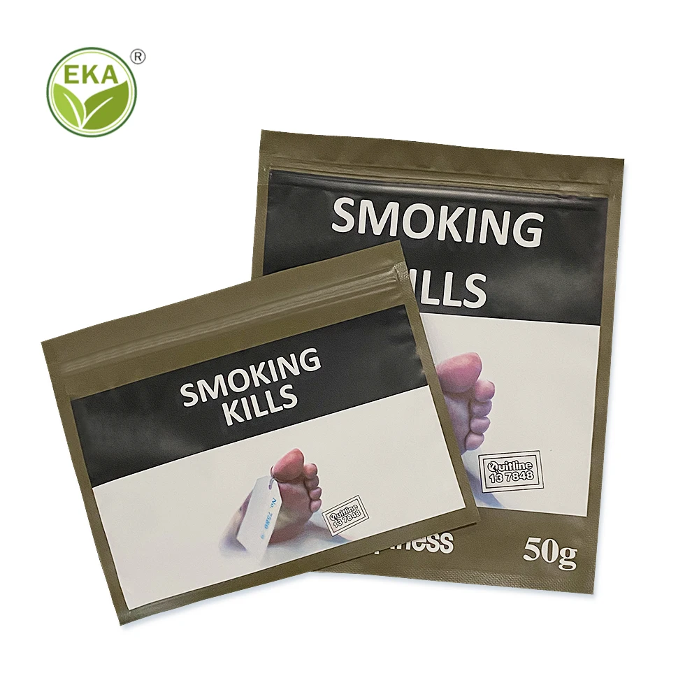 EKA Custom Plastic Zip Lock Bags Personalized Mylar Bags 25g 50g Tobacco Packaging Zipper Bags