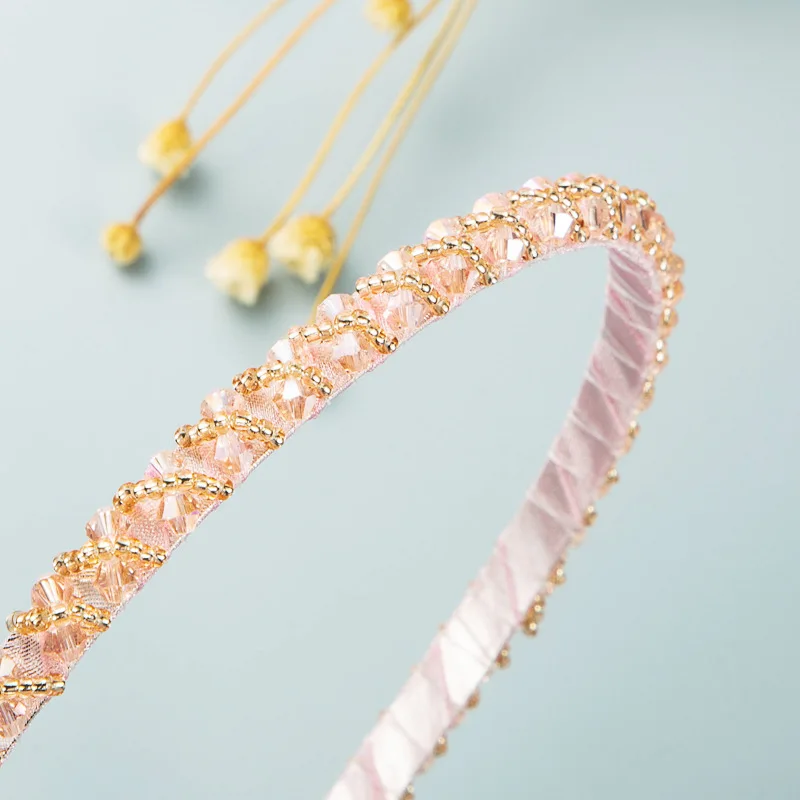 Простые повязки на голову с бусинами для женщин, головной убор для вечеринки, повязка для волос, аксессуары