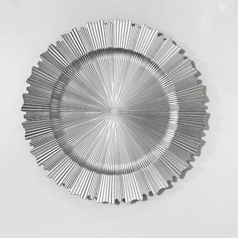 High Sustainable 13' Acrylic Dinner Plate Set Gold Rim Charger Plates Weddings Table Decorations Centerpieces Plastic Dish