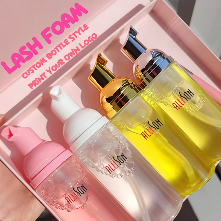 Private Label High Quality Clean Eyelash Lash Shampoo with Cleanser Brush Gentle Deep Remove Eyelash Cleansing Foam