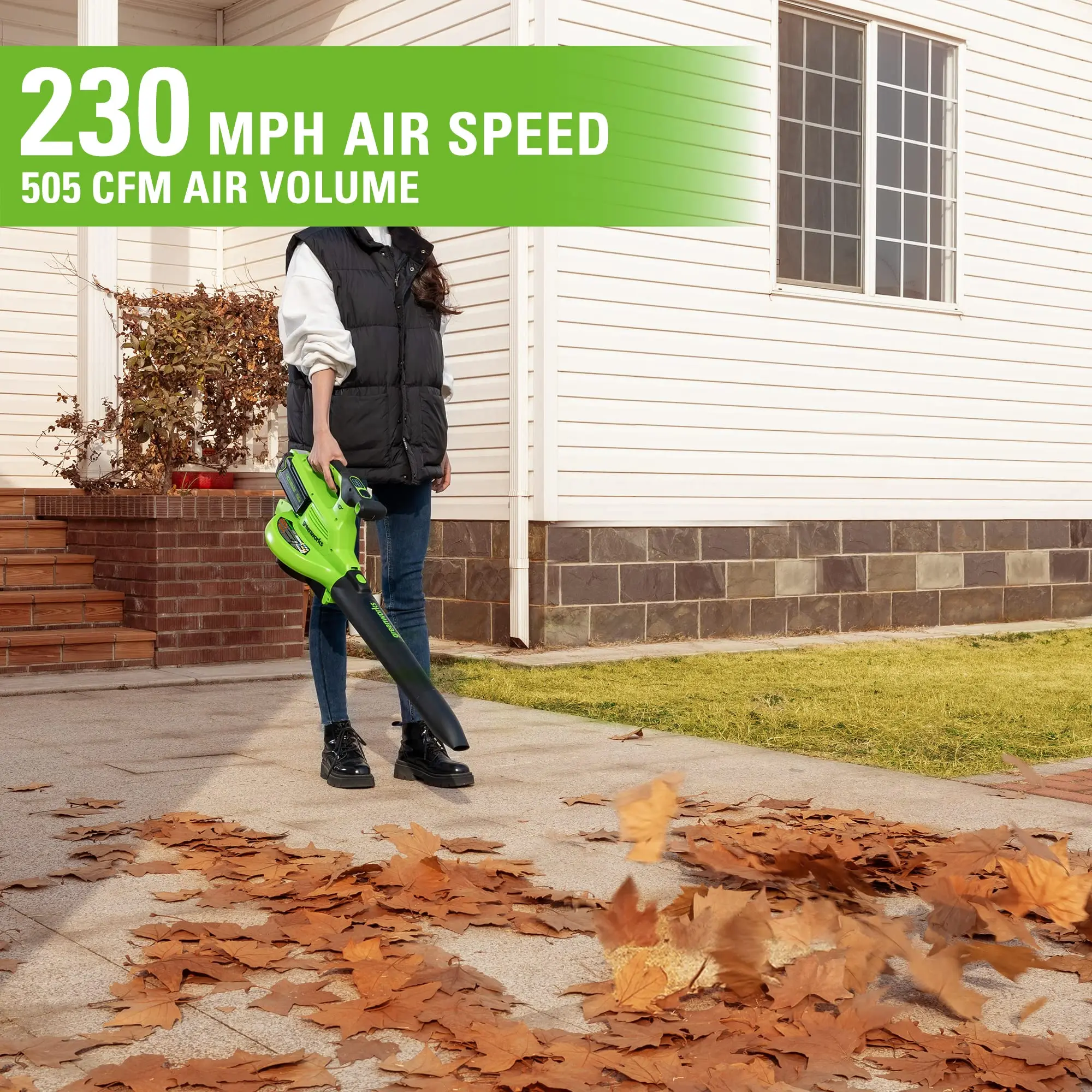40V 230 MPH 505 CFM Cordless Brushless Leaf Blower/Vacuum with 5.0Ah Battery and Charger