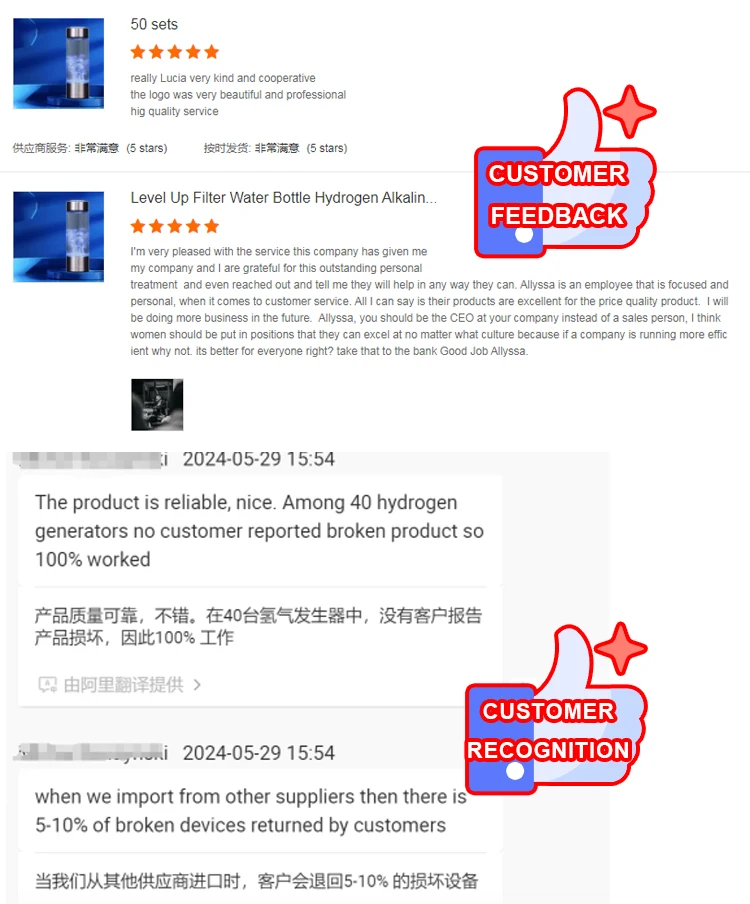 Wholesale Custom Best 2024 420Ml Portable Ioniz Water Electrolysis H2 Hydrogen Generator Hydrogen Rich Water Bottle