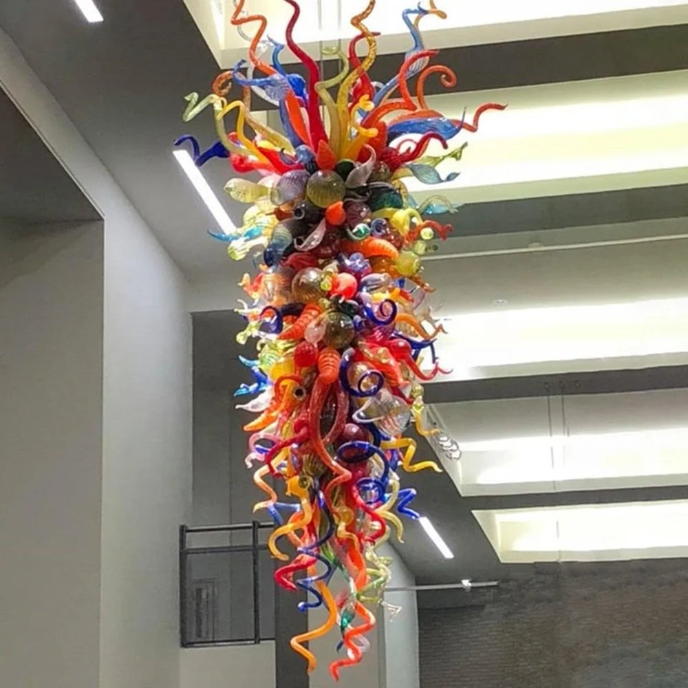 Modern Decorative Villa Hotel Lobby Staircase Luxury Murano Glass Led Chandelier Pendant Light