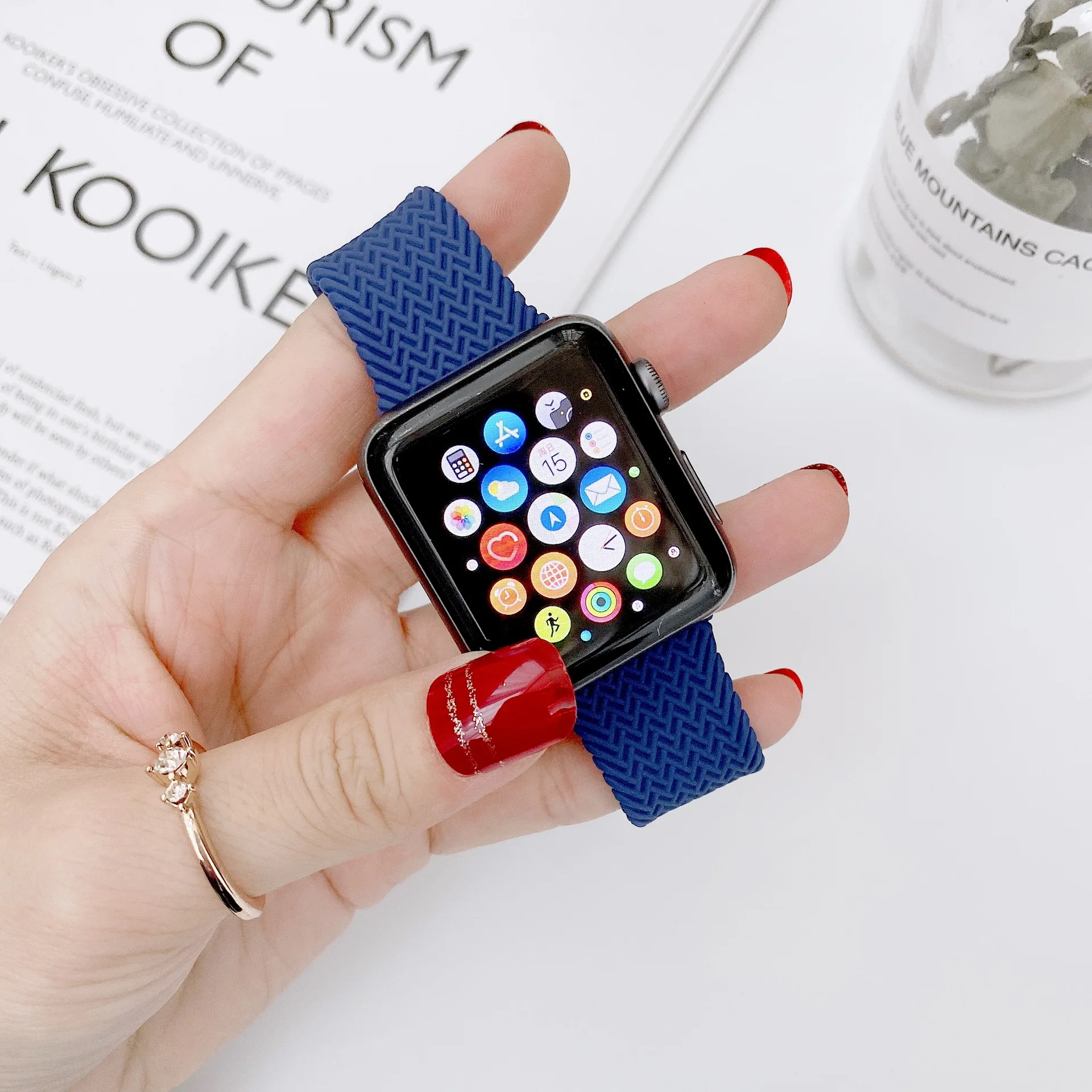  Силиконовый эластичный плетеный шнур соло петли с клеем для Apple iWatch серии 6 ремень браслет pulsera прокладывания проводки con