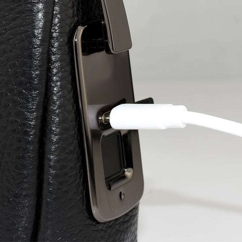 Fipilock smart mens purse wallet clutch bag waterproof cow genuine leather anti theft fingerprint lock handbag