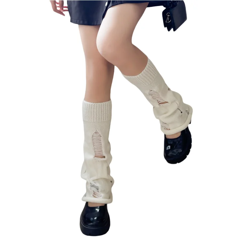 Perforated Leg Warmer Y2k Personalized Versatile JK Spicy Girl Leg Warmer Subculture Horn Long Leg Warmer
