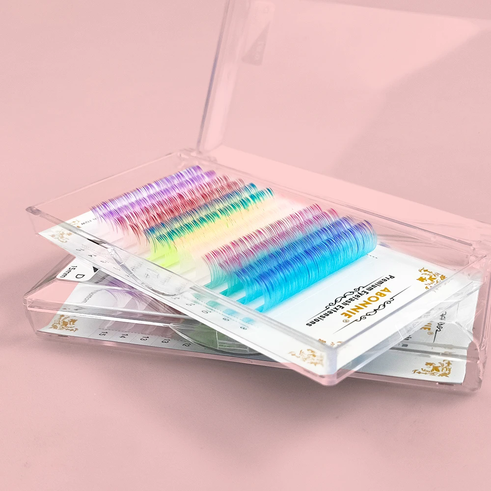 Abonnie Wholesale Eyelash Extension Supplies Lash Trays Private Label Faux Mink Pbt Fiber Matte Colore Eyelash Extension