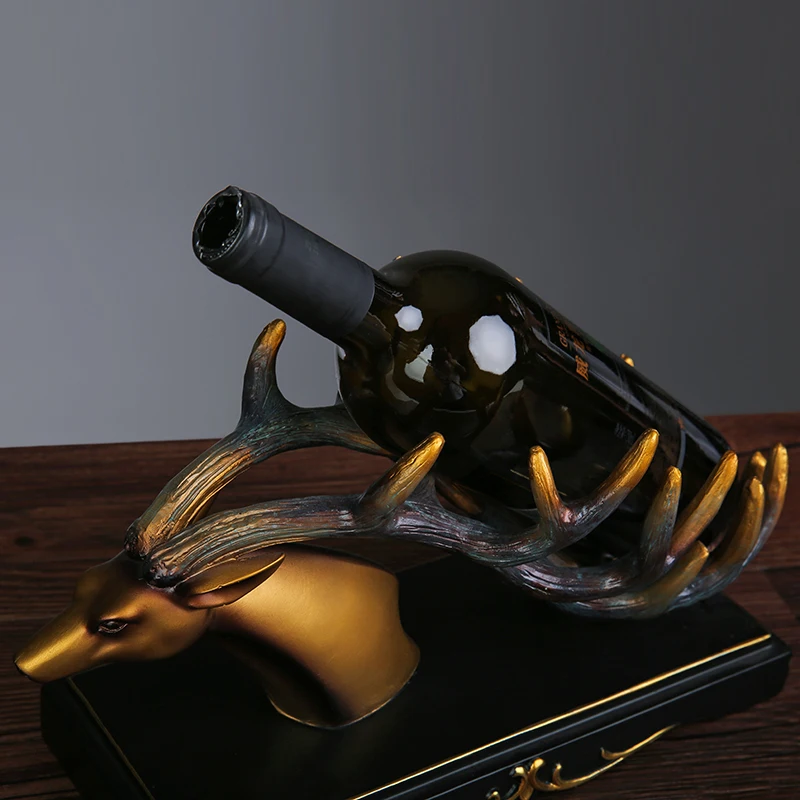 Hot Sale Resin crafts animal style figurine polyresin deer statue wine rack for table decoration