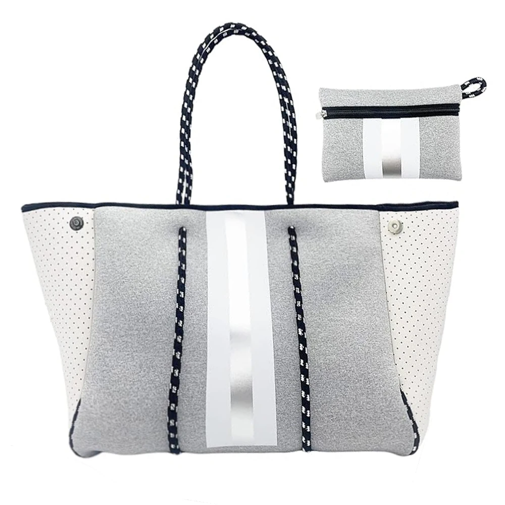 2024 New 2024 Rts Women Handbag Hot Sales Black Neoprene Beach Bag Personalized Shoulder Bag For Women Neoprene Summer Beach Tot