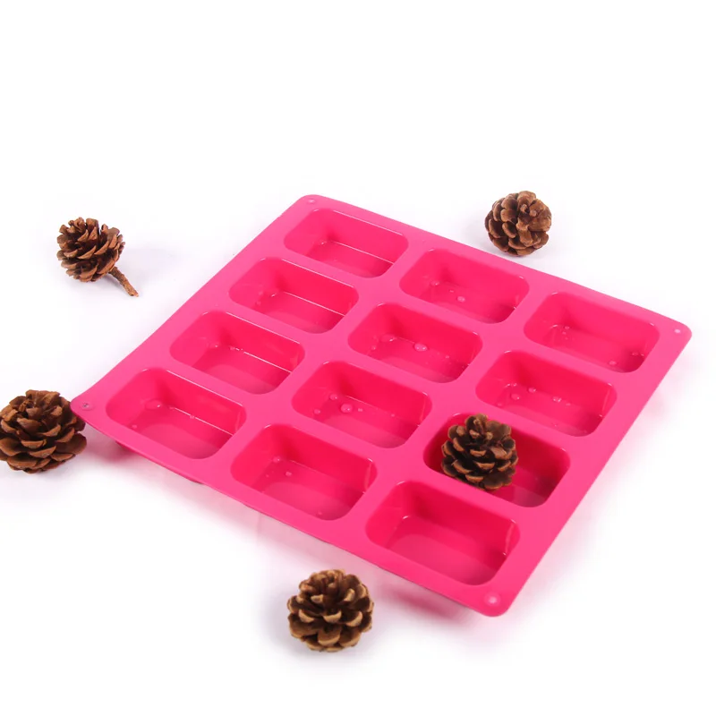 Hot-selling  12 Cavity Mini  Loaf Pan  Cake Tool Silicone Muffin Pan, Silicone Soap Mold
