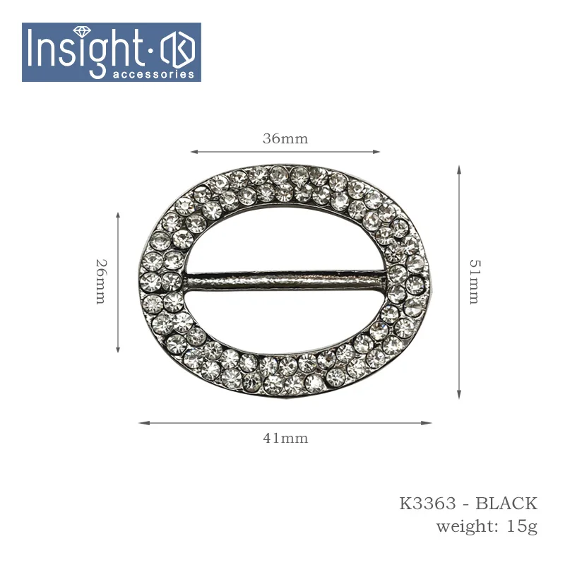
Zinc Alloy Wholesale Garment Accessories Ellipse Belt Buckle Double-Deck Rhinestone Buckle For Clothes 