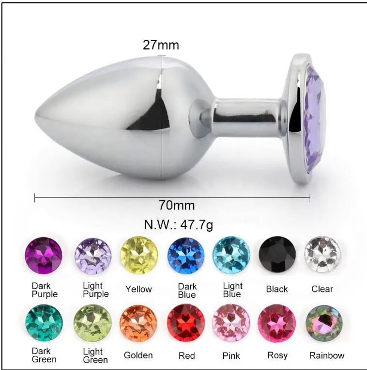 Couple Adults stainless smooth steel butt plug tail crystal sex products shop metal Anal Plug Sex Toys For man and women