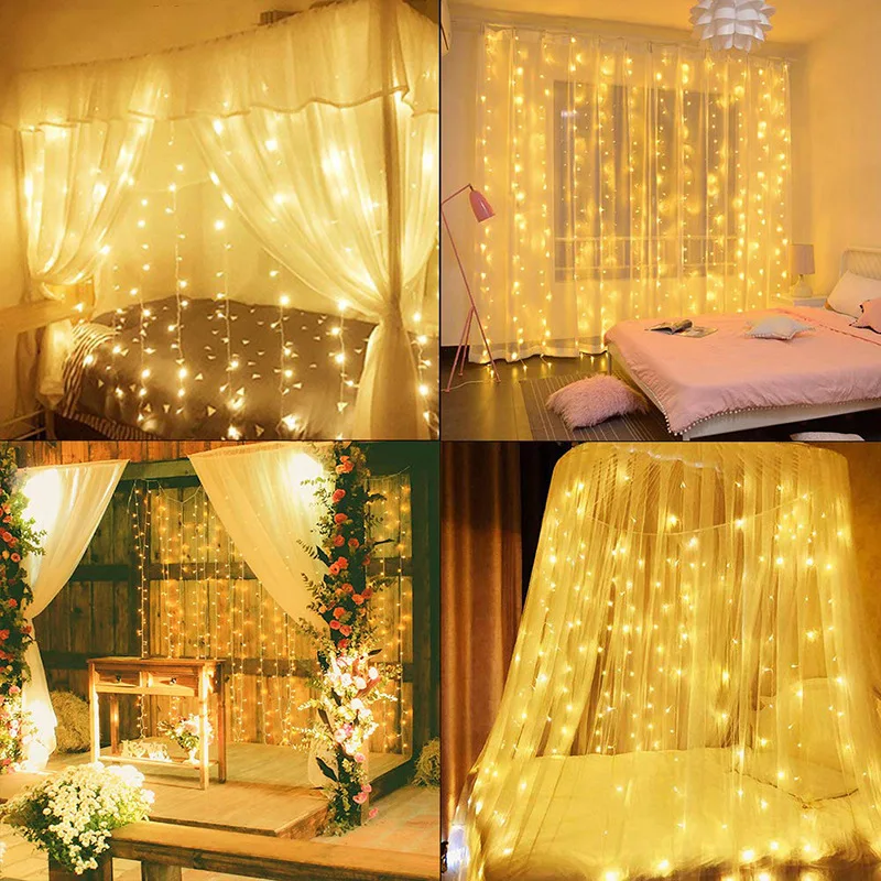 3m 300 LED USB Twinkle Star LED Window Curtain String Lights Remote Control Outdoor Fairy Lamp Garland Led Curtain Light