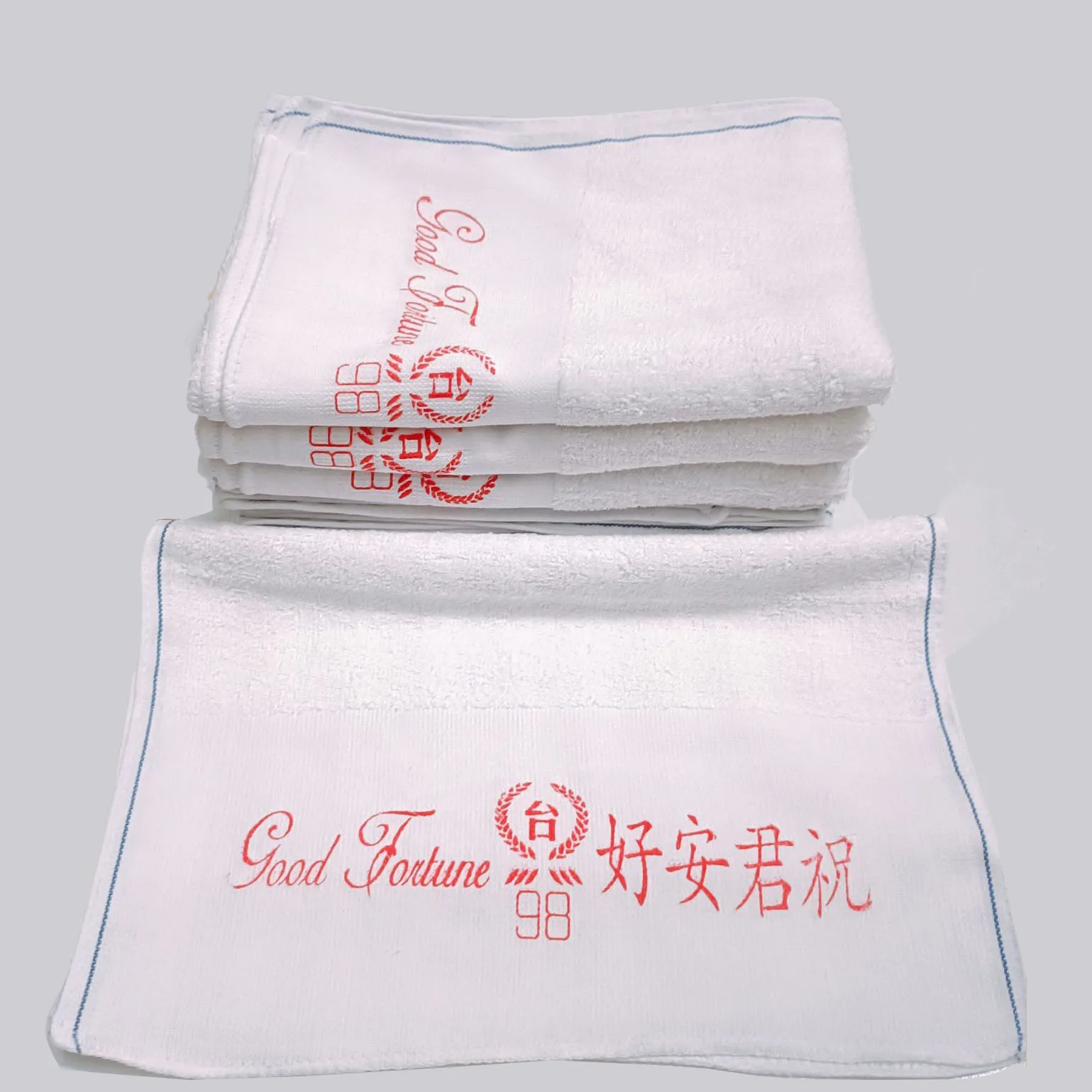 Wholesale Malaysia Singapore Good Fortune White 100% cotton 96 Face Towels good  morning wiping rags