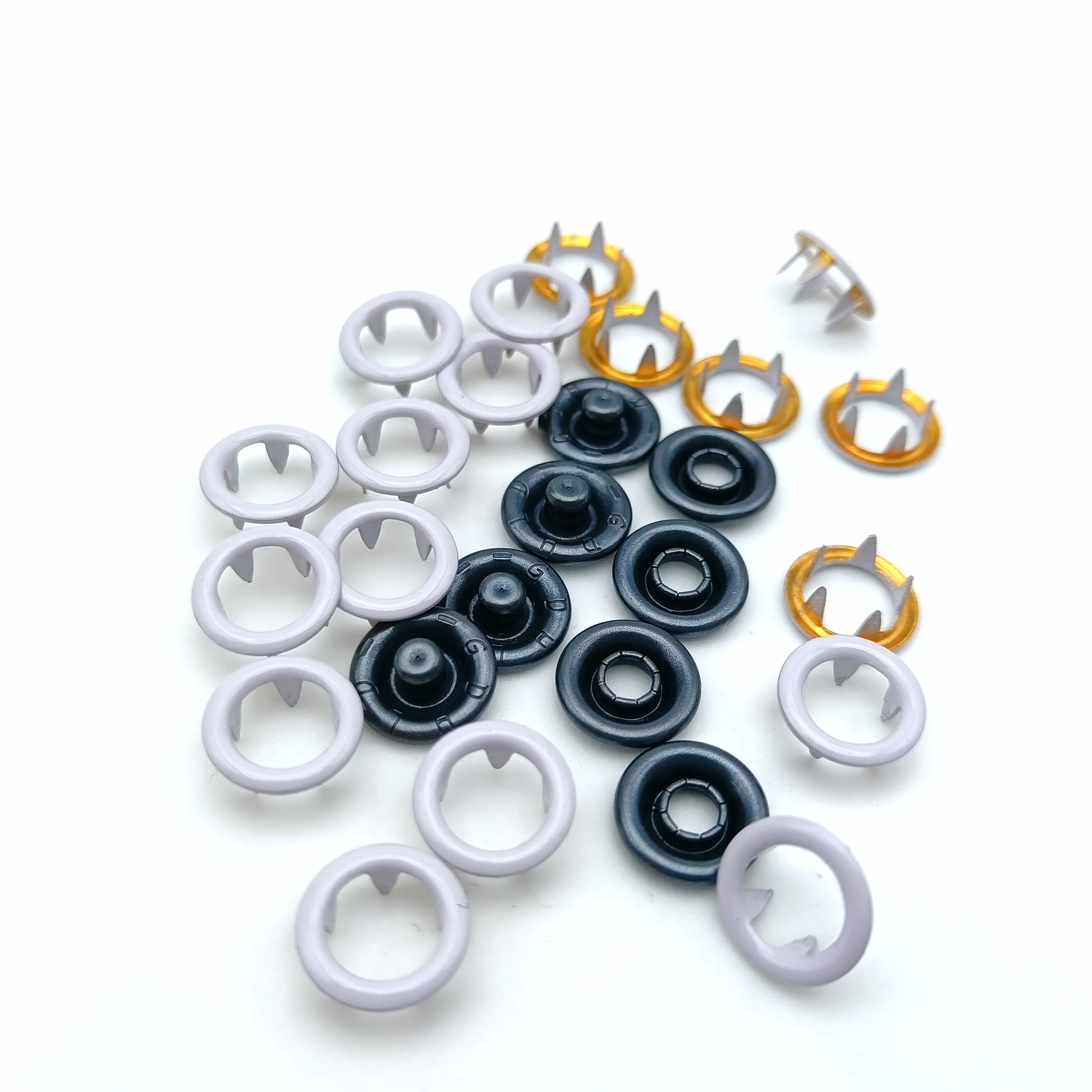 custom 9.5mm size brass plating double ring prong snap button for clothing