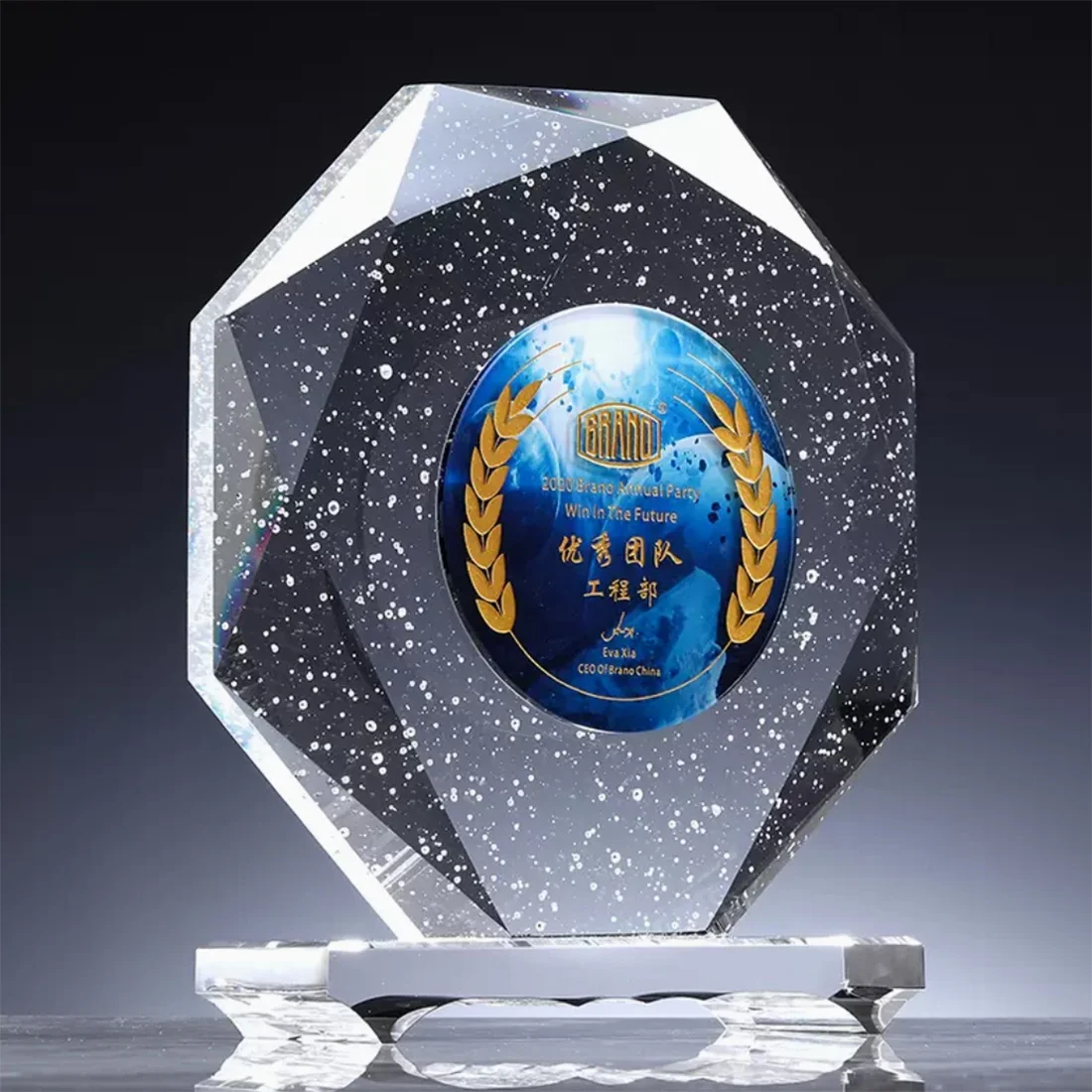 Customized K9 Crystal Glass Awards Optical Construction Awards Sports Souvenir Gifts Certified Global Models Plaques Medals