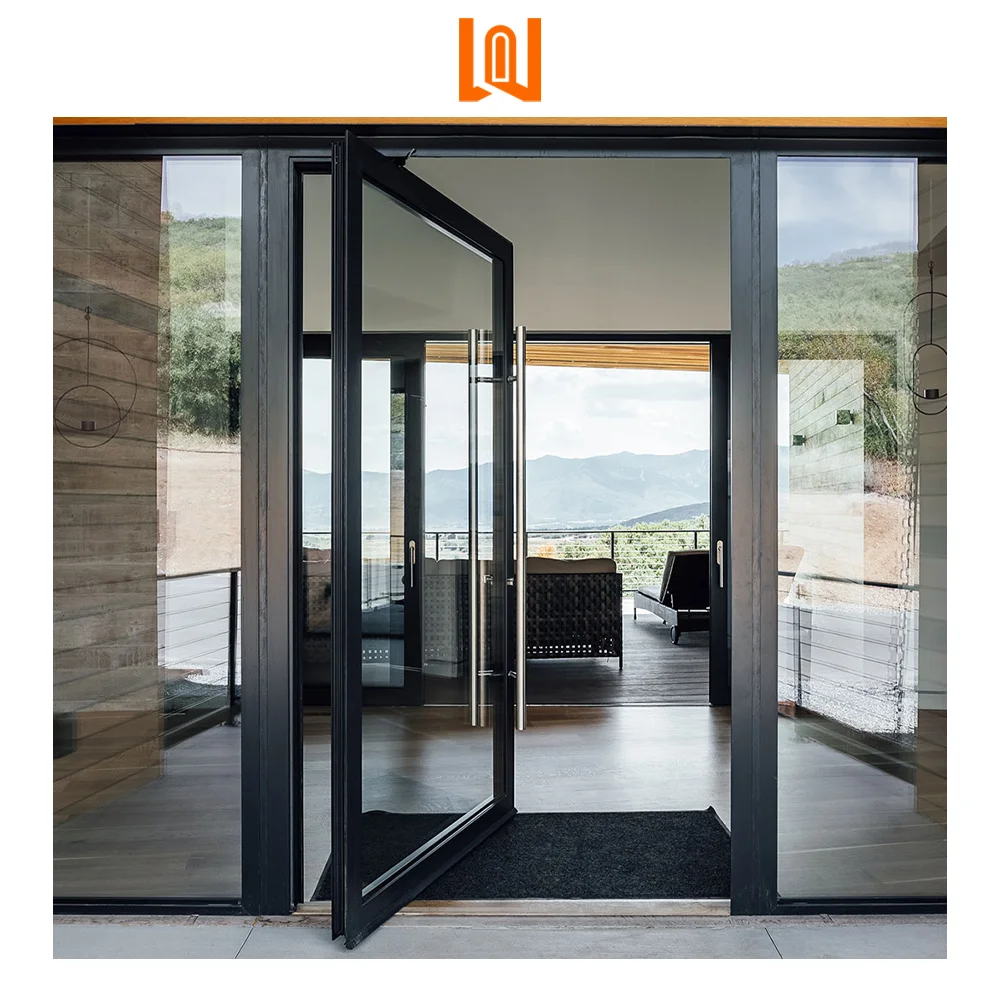 WANJIA factory customized partition glass pivot door aluminum pivot door casement door