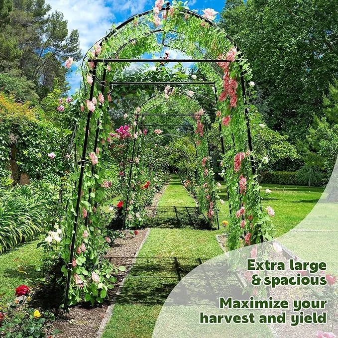 Modern Garden Arch Trellis With Foldable Tunnel Trellis With Climbing Net Clips For Growing Vine Plant