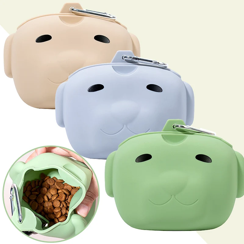 Portable Small Animals Treat Pouch Food Pet Snack Dog Walking Bag Silicone Pet Feeding Training Bag Dog Treat Bag